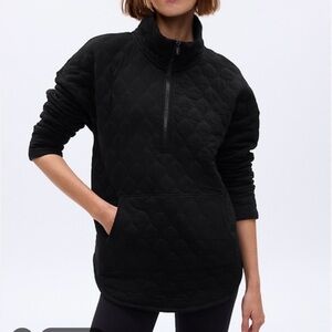 Black GAP GapFit Jacquard Quilted Pullover with Half-Zip